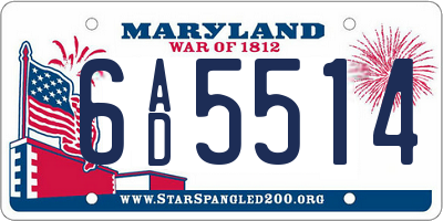 MD license plate 6AD5514