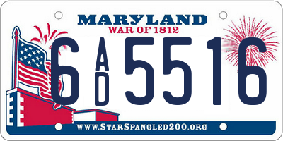 MD license plate 6AD5516