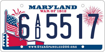 MD license plate 6AD5517