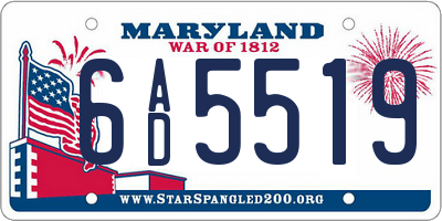 MD license plate 6AD5519