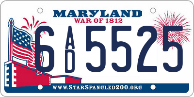 MD license plate 6AD5525