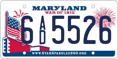 MD license plate 6AD5526