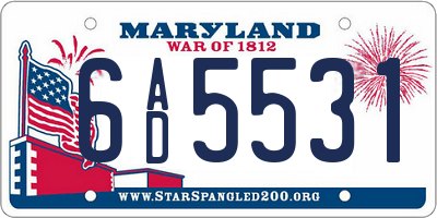 MD license plate 6AD5531