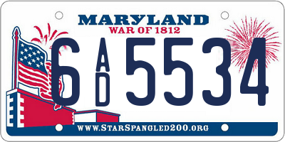 MD license plate 6AD5534