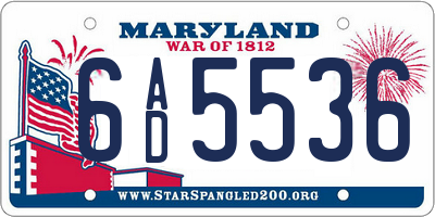 MD license plate 6AD5536