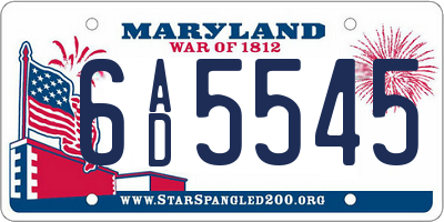 MD license plate 6AD5545