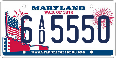 MD license plate 6AD5550