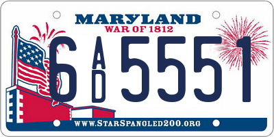 MD license plate 6AD5551
