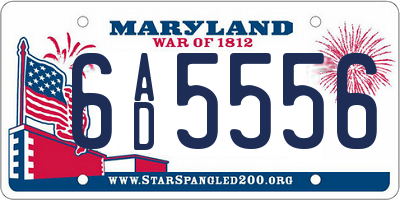 MD license plate 6AD5556