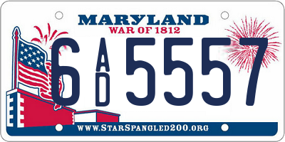 MD license plate 6AD5557