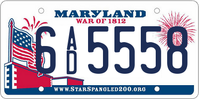 MD license plate 6AD5558