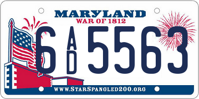 MD license plate 6AD5563
