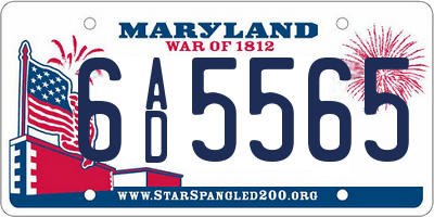 MD license plate 6AD5565