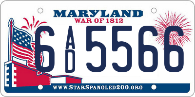 MD license plate 6AD5566