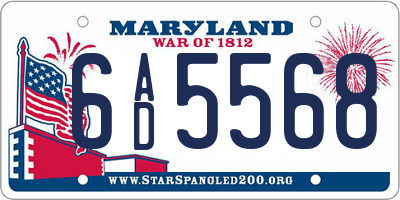 MD license plate 6AD5568