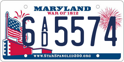 MD license plate 6AD5574