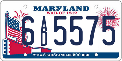 MD license plate 6AD5575