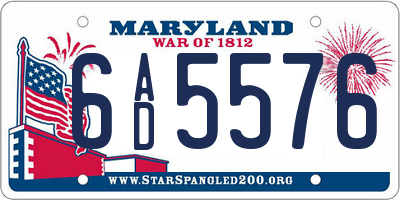 MD license plate 6AD5576
