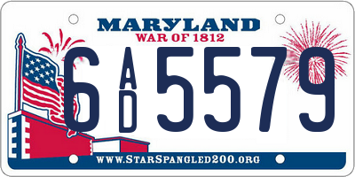 MD license plate 6AD5579