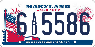 MD license plate 6AD5586