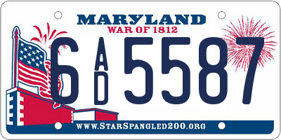 MD license plate 6AD5587