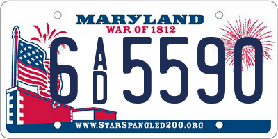MD license plate 6AD5590