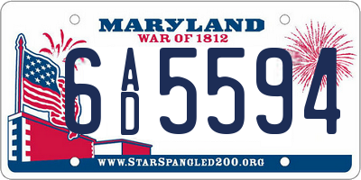 MD license plate 6AD5594