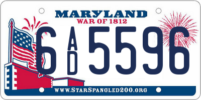 MD license plate 6AD5596