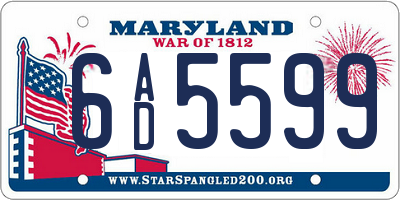 MD license plate 6AD5599