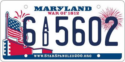 MD license plate 6AD5602