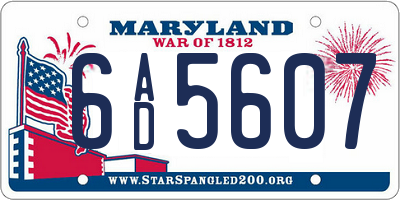 MD license plate 6AD5607
