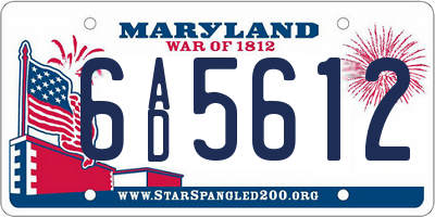 MD license plate 6AD5612
