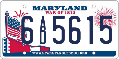 MD license plate 6AD5615