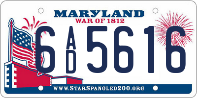 MD license plate 6AD5616