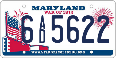 MD license plate 6AD5622