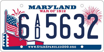 MD license plate 6AD5632