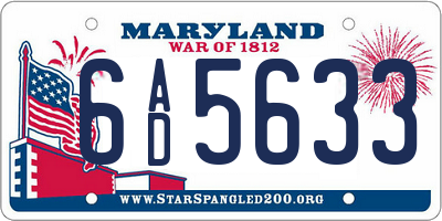 MD license plate 6AD5633