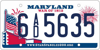 MD license plate 6AD5635