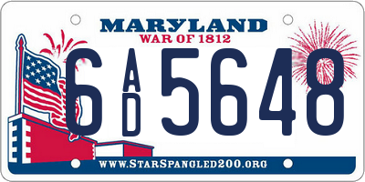 MD license plate 6AD5648