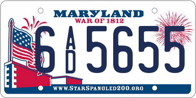 MD license plate 6AD5655