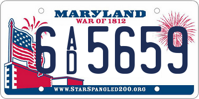 MD license plate 6AD5659