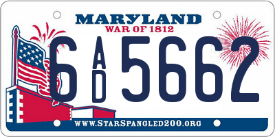 MD license plate 6AD5662