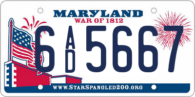 MD license plate 6AD5667