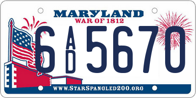 MD license plate 6AD5670