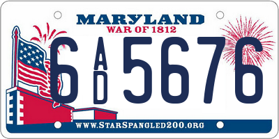 MD license plate 6AD5676