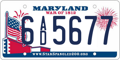 MD license plate 6AD5677