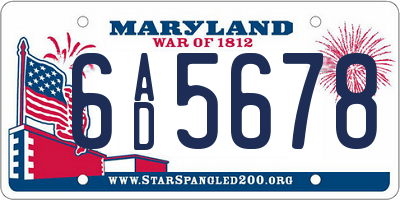 MD license plate 6AD5678