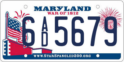 MD license plate 6AD5679
