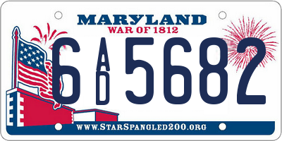 MD license plate 6AD5682