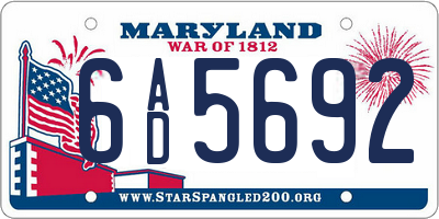 MD license plate 6AD5692